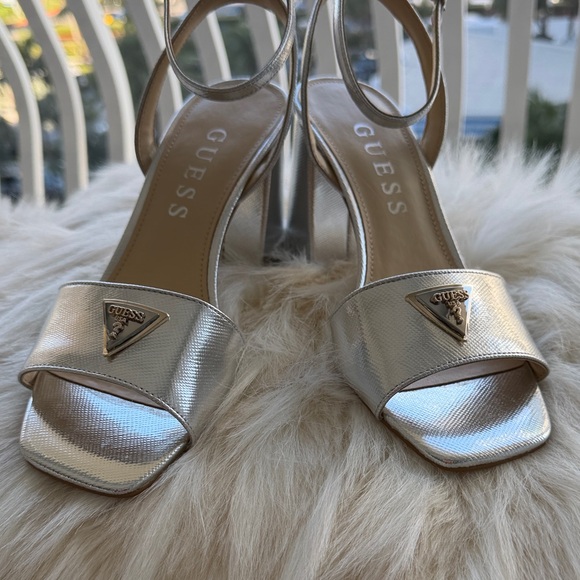 Guess Shoes - GUESS Metallic Silver Heels size 10 NWOT